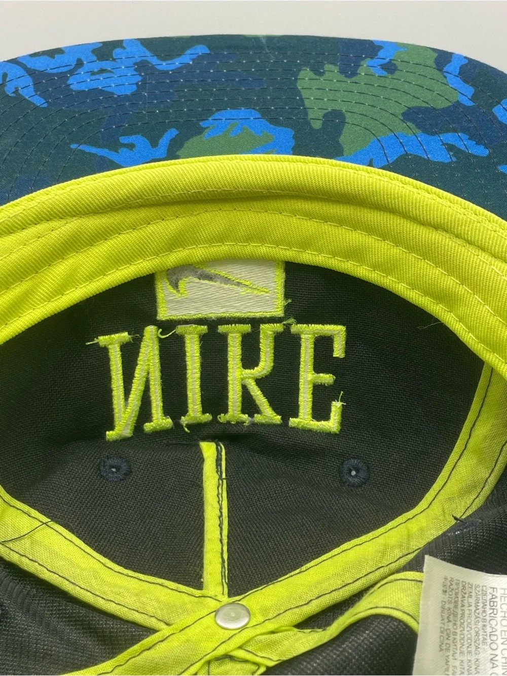 Nike Boy Hat Baseball Cap Snapback Blue Green Camo Skater Retro